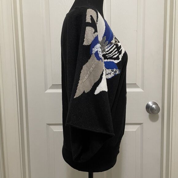 INC International Concepts Dolman Sleeve Sweater Black Sequin Women's Medium - Picture 5 of 10